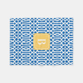 Navy & Yellow Trellis | Couverture polaire (Devant (Horizontal))