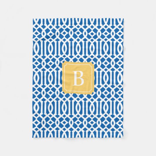 Navy & Yellow Trellis | Fleece Blanket (Voorkant)