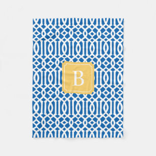 Navy & Yellow Trellis Fleece Blanket Deken