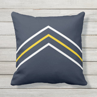 Navy Yellow White Chevron Outdoor Sierkussen