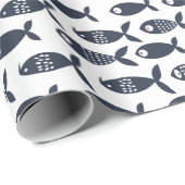 Navy Zee Fish Ocean Beach huis Scandinavisch Cadeaupapier (Rol Hoek)