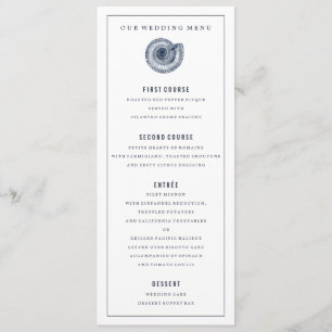 Navy Zee Shell Wedding Dinner Menu