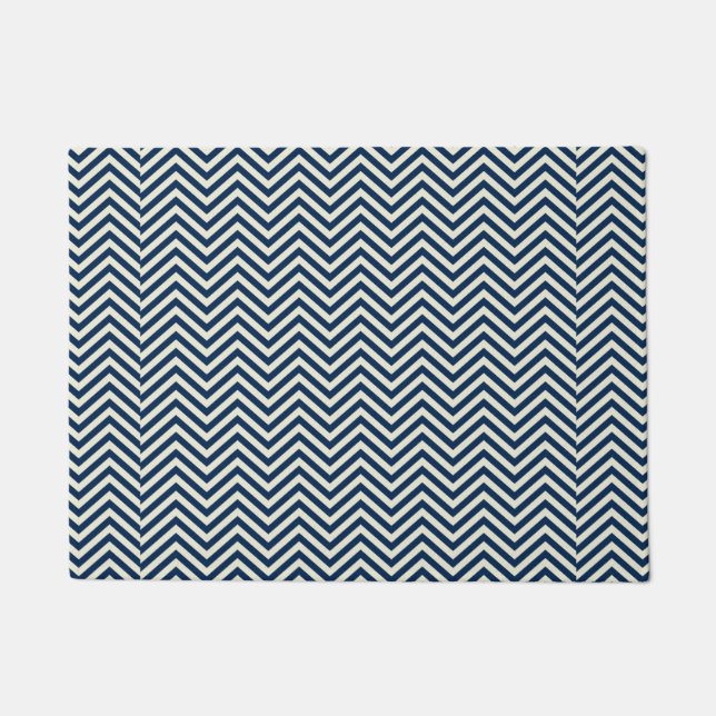 Navy Zig Zag Wave Pattern Deurmat (Voorkant)