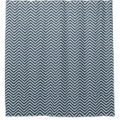 Navy Zig Zag Wave Pattern Douchegordijn (Voorkant)