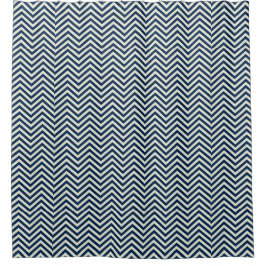 Navy Zig Zag Wave Pattern Douchegordijn