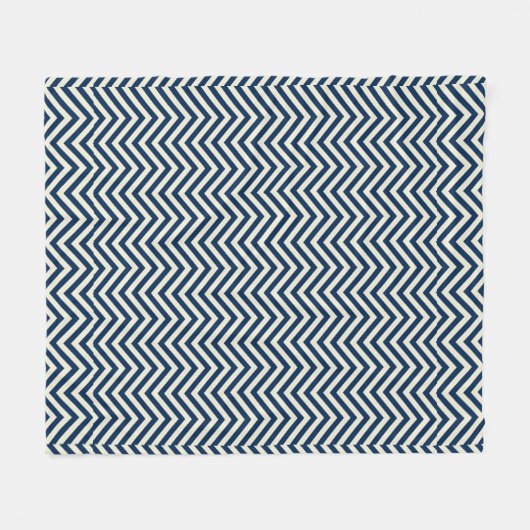 Navy Zig Zag Wave Pattern Fleece Deken (Voorkant (Horizontaal))