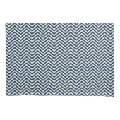 Navy Zig Zag Wave Pattern Kussensloop (Voorkant-Links)
