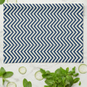 Navy Zig Zag Wave Pattern Theedoek (Gevouwen)