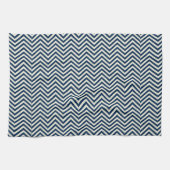 Navy Zig Zag Wave Pattern Theedoek (Horizontaal)