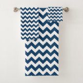 Navy zigzag, Navy Chevron, Geometrisch patroon Bad Handdoek (Insitu)