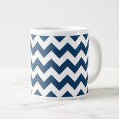 Navy zigzag, Navy Chevron, Geometrisch patroon Extra Grote Beker (Voorkant rechts)