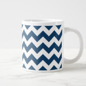 Navy zigzag, Navy Chevron, Geometrisch patroon Extra Grote Beker (Rechts)