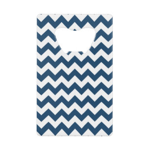 Navy zigzag, Navy Chevron, Geometrisch patroon Kredietkaart Flessenopener