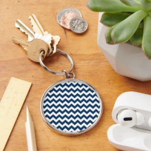 Navy zigzag, Navy Chevron, Geometrisch patroon Sleutelhanger