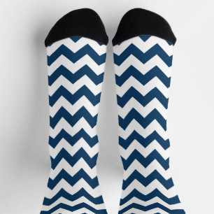 Navy zigzag, Navy Chevron, Geometrisch patroon Sokken