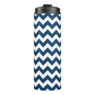 Navy zigzag, Navy Chevron, Geometrisch patroon Thermosbeker
