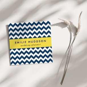 Navy zigzag, Navy Chevron, Geometrisch patroon Vierkante Visitekaartje