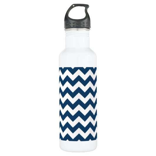 Navy zigzag, Navy Chevron, Geometrisch patroon Waterfles (Voorkant)