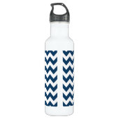 Navy zigzag, Navy Chevron, Geometrisch patroon Waterfles (Achterkant)