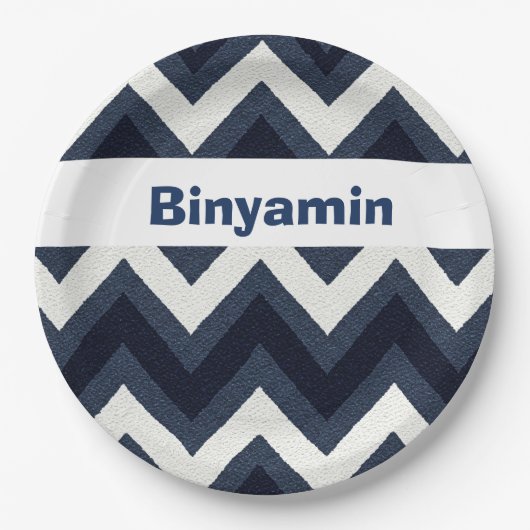 Navy zigzag upsherin bord (Voorkant)