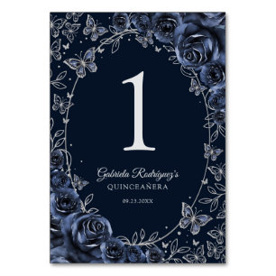 Navy Zilver Quinceanera Kaart