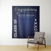 Navy & Zilver Verloopbaar Afstudeerfoto Achtergron Wandkleed (In situ)