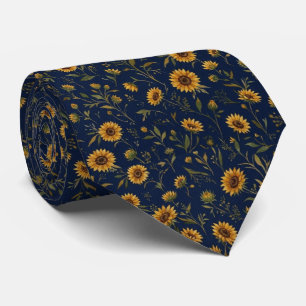 Navy Zonnebloem Stropdas