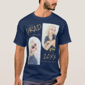 Navyblauw 2 Gebogen Foto Afstuderen T-shirt (Voorkant)