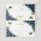 Navyblauw bloemig goud Quinceañera 16e verjaardag (Buitenkant ongevouwen)