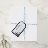 Navyblauw bordeauxrood bloemendesign bruidsdouche  cadeaulabel (Met Touw)