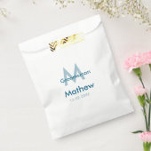 Navyblauw bruidsjonker naam letter datum mannelijk bedankzakje (Gezegeld)