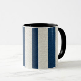 Navyblauw en Crème Verticale Streep Naadloos Mok