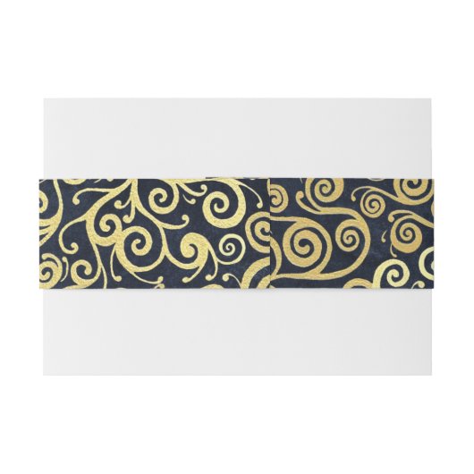 Navyblauw en goud chique luxe donkere winterhuweli uitnodigingen wikkel (Achterkant Voorbeeld)