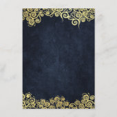 Navyblauw en gouden chic luxe donkere winterhuweli informatiekaartje (Voorkant)
