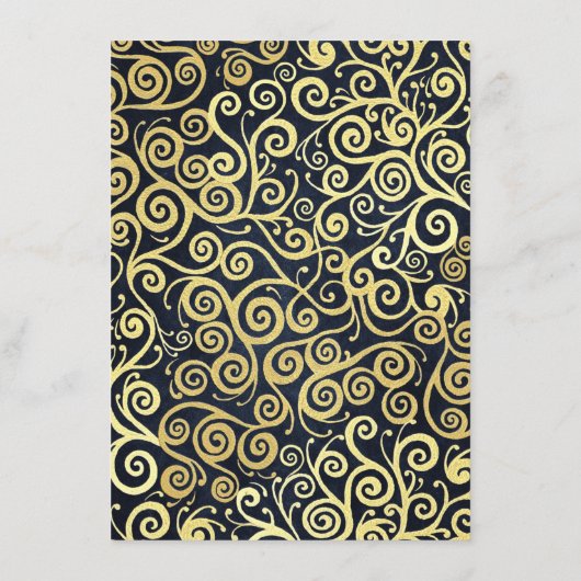 Navyblauw en gouden chic luxe donkere winterhuweli informatiekaartje (Achterkant)