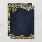Navyblauw en gouden chic luxe donkere winterhuweli informatiekaartje (Voorkant / Achterkant)