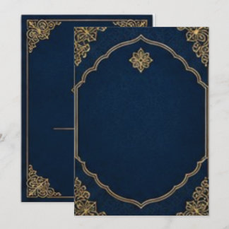 Navyblauw en gouden Marokkaanse booguitnodiging Kaart