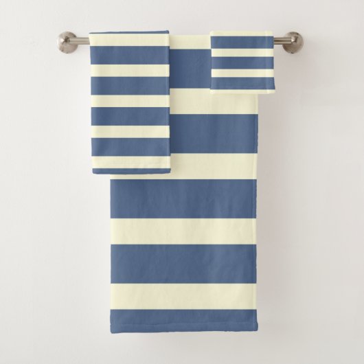 Navyblauw en off-white strepen bad handdoek (Insitu)