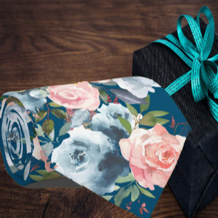 Navyblauw en roze rozen bloemen bloem halsdoek stropdas
