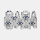 Navyblauw en zilver Victoriaanse bloemendamask Bedankdoosjes (Uitgevouwen)