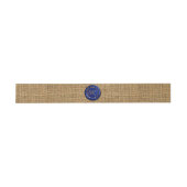 Navyblauw & Goud Monogram Waszegel Rustieke Jute Uitnodigingen Wikkel (Vlak)