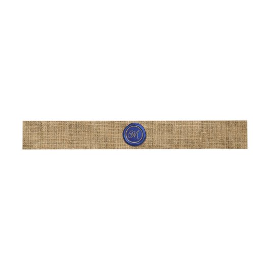 Navyblauw & Goud Monogram Waszegel Rustieke Jute Uitnodigingen Wikkel (Vlak)