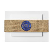Navyblauw & Goud Monogram Waszegel Rustieke Jute Uitnodigingen Wikkel (Voorkant Voorbeeld)