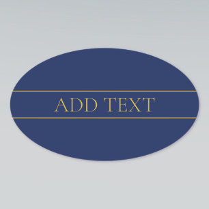 Navyblauw & Goud Naam Achternaam of Bedrijfsnaam Ovale Sticker