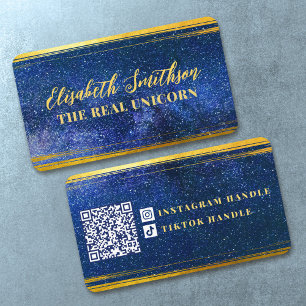 Navyblauw Gouden Klasse Elegant Vrouwelijk Hemels Visitekaartje