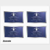 Navyblauw productlabel Zilveren frame Logo Monogra Rechthoekige Sticker (Vel)