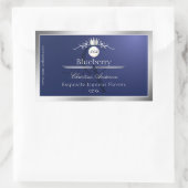 Navyblauw productlabel Zilveren frame Logo Monogra Rechthoekige Sticker (Tas)