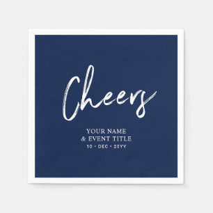 Navyblauw Proost Borstel Schrift Feestelijkheden Servet
