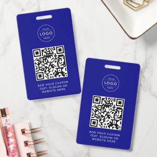 Navyblauw QR-code aangepast bedrijfslogo badge