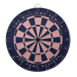 Navyblauw Roze Aangepaste Familienaam Bericht Klas Dartbord